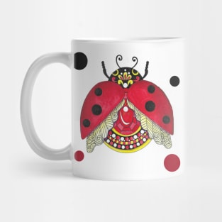 Lucky Ladybug Gemstone Watercolor art Mug